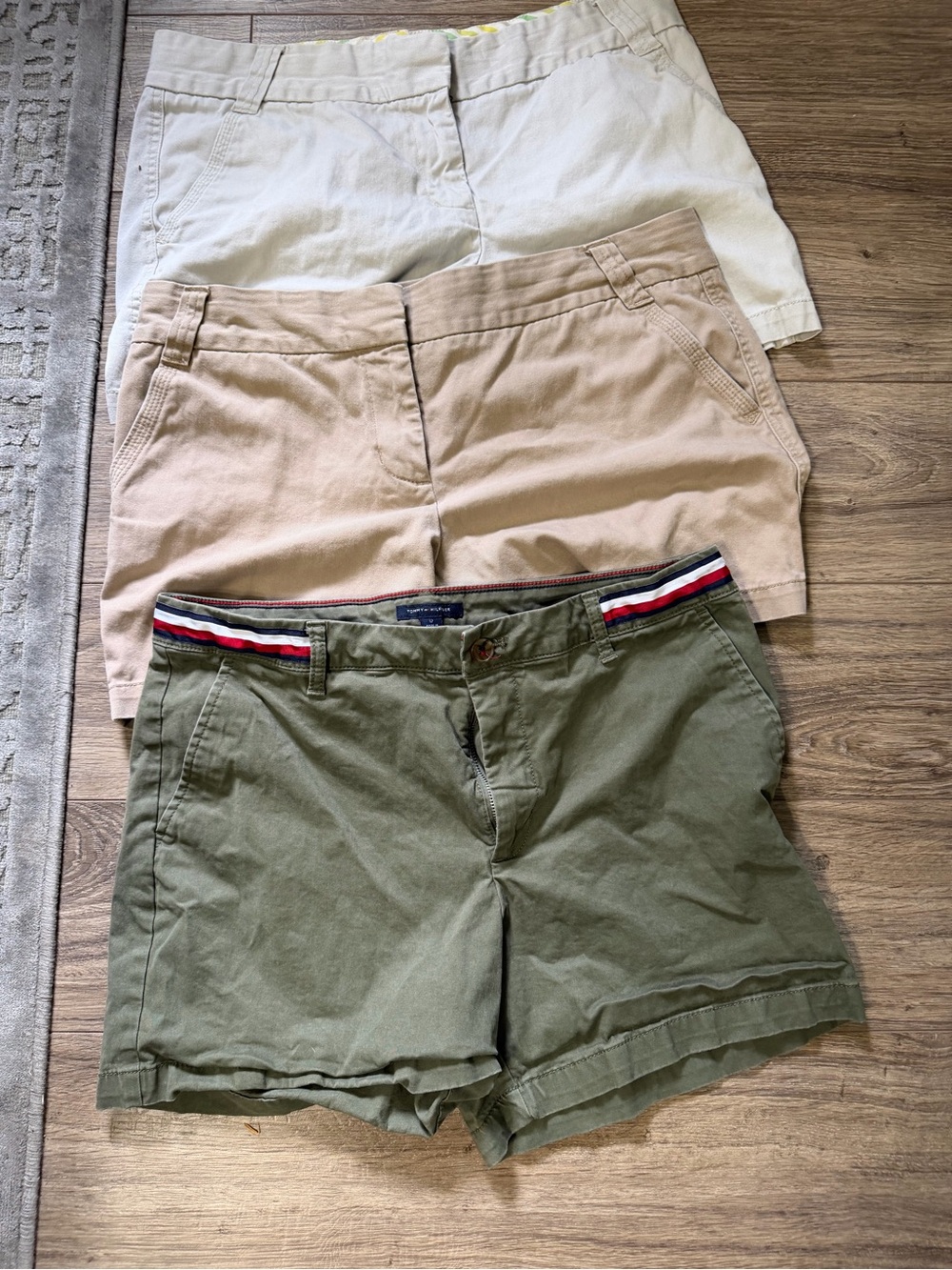 Casual Olive Cotton Shorts with Stripe Waistband